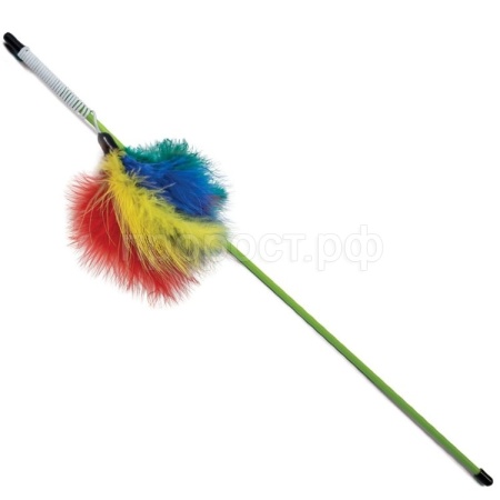 Игрушка для кошек Дразнилка удочка с яркими перьями 46см К2090