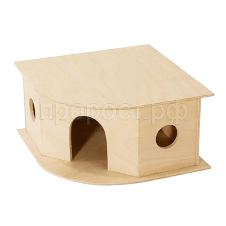 Игрушка д/грыз Домик деревянный угловой 25*25*13см/8556/Дарэлл