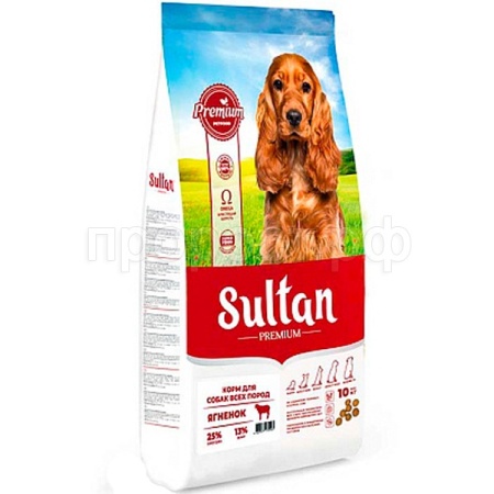 Собаки Султан Премиум для всех пород ягненок 10кг/6391 Собаки Султан Премиум для всех пород ягненок 10кг/6391