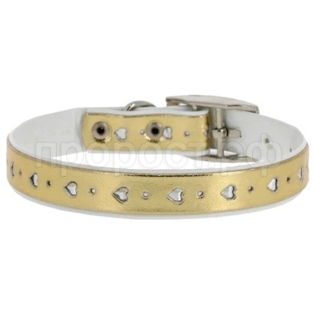 Ошейник синтетик 12мм двойной Сердечко золото 20-24см/00210113-24 Ошейник синтетик 12мм двойной Сердечко золото 20-24см/00210113-24